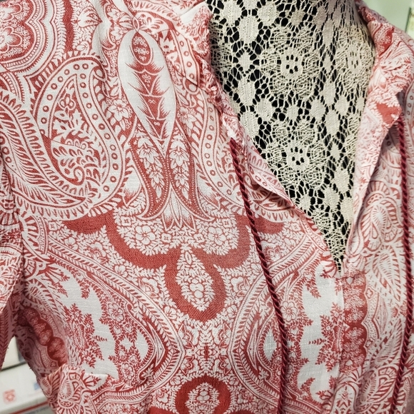 Como Vintage Women's Paisley Boho Top Petite L - Picture 4 of 6